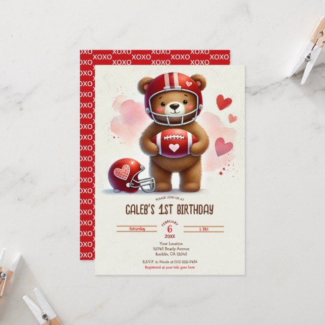 Tarjeta de El día de San Valentín de Oso de Teddy  (Anverso/Reverso In Situ)