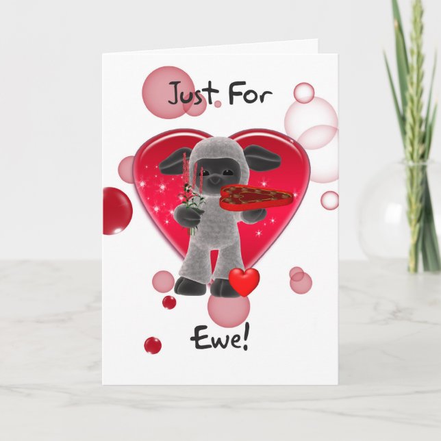 Tarjeta de El día de San Valentín de ovejas - Solo (Anverso)