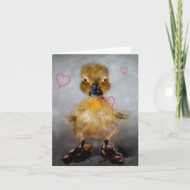Tarjeta de El día de San Valentín de pato bebé (Anverso)