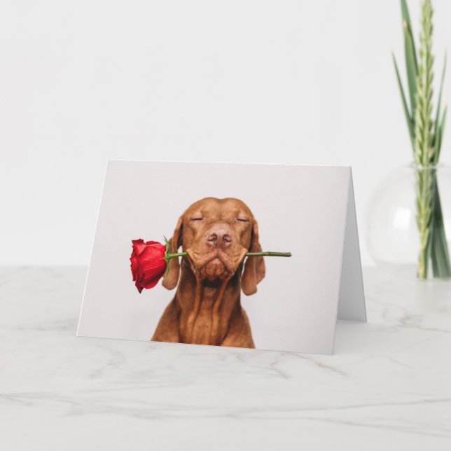 Tarjeta de El día de San Valentín de perro lindo (Anverso)
