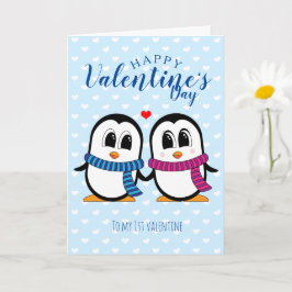 Tarjeta de El día de San Valentín de pingüino cute