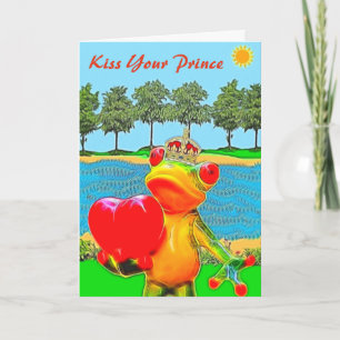Tarjeta de El día de San Valentín de rana cuta