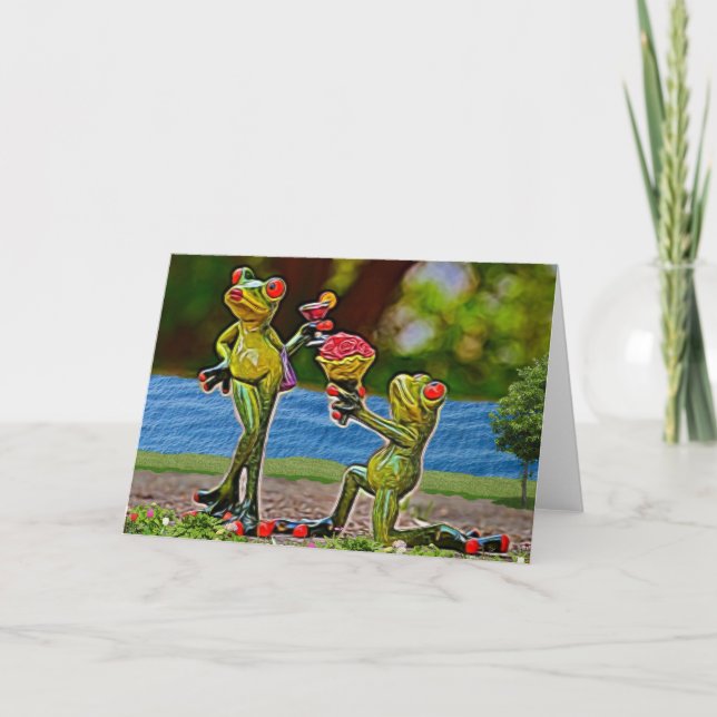 Tarjeta de El día de San Valentín de rana cuta (Anverso)