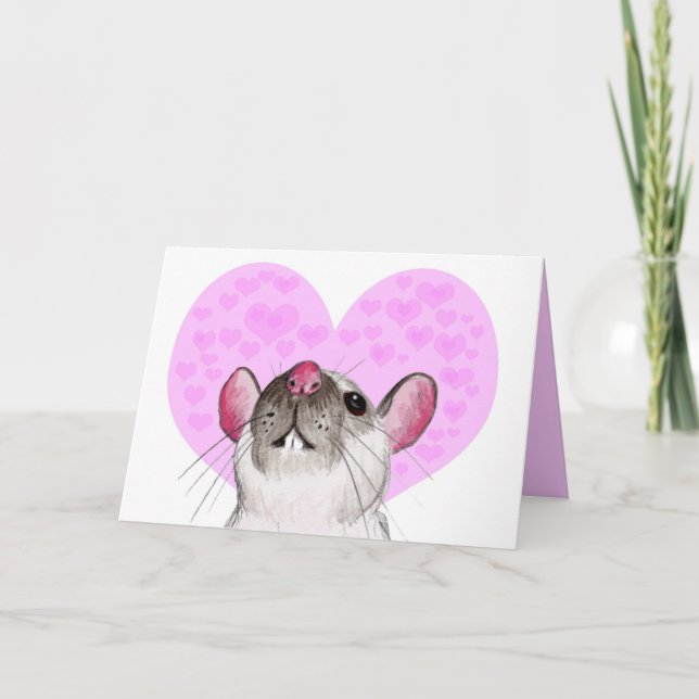 tarjeta de El día de San Valentín de rata de amor (Anverso)