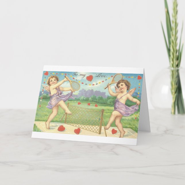 Tarjeta de El día de San Valentín de tenis cupido  (Anverso)
