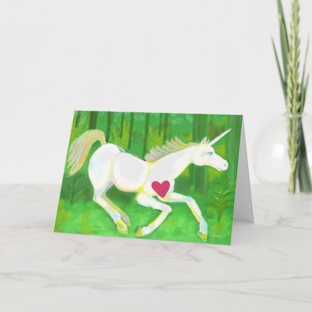 Tarjeta de El día de San Valentín de Unicorn (Anverso)