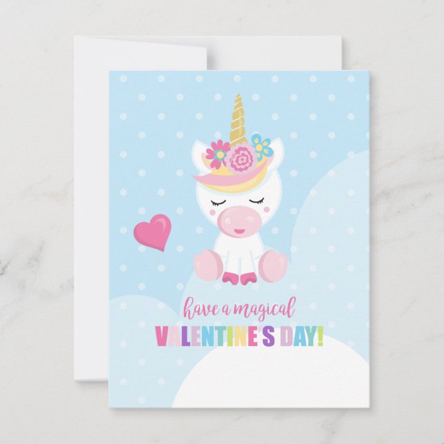 Tarjeta de El día de San Valentín de Unicorn (Anverso)
