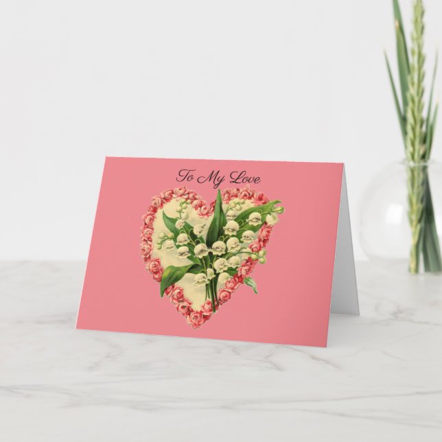 Tarjeta de El día de San Valentín del corazón flor (Anverso)