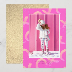 Tarjeta de El día de San Valentín fotográfico rosa