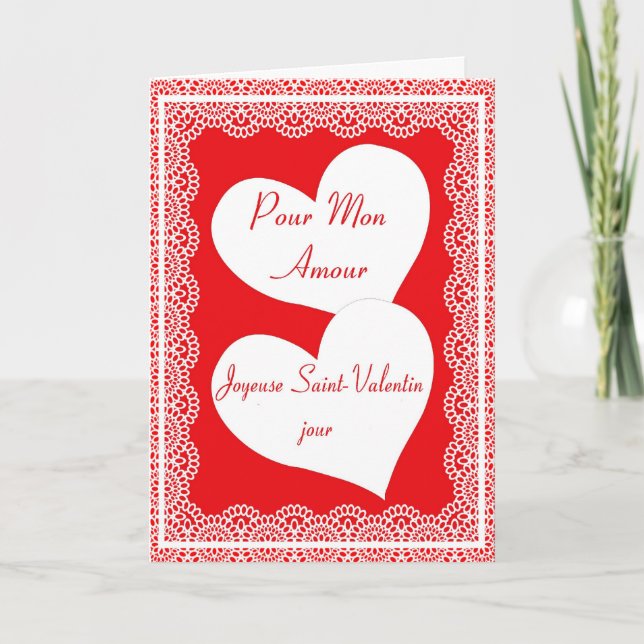 Tarjeta de El día de San Valentín francesa para mi (Anverso)