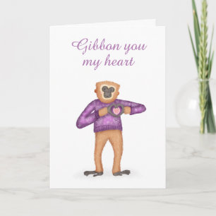 Tarjeta de El día de San Valentín gibbon