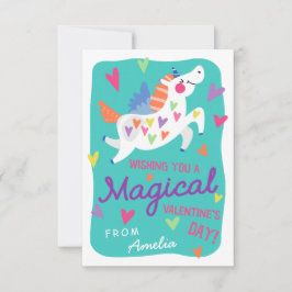 Tarjeta de El día de San Valentín mágica unicornio