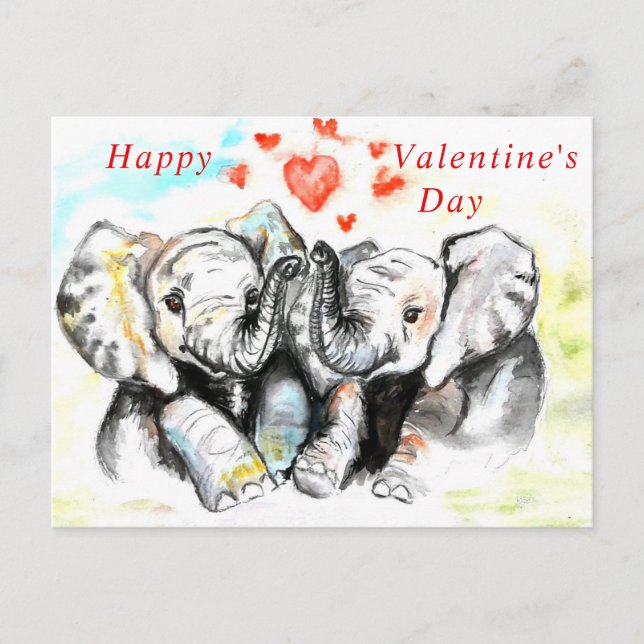 Tarjeta de El día de San Valentín para elefante de (Anverso)