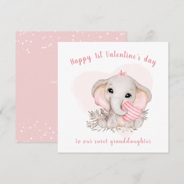 Tarjeta de El día de San Valentín para elefantes r (Anverso / Reverso)