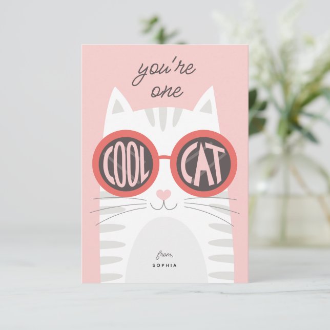 Tarjeta de El día de San Valentín para gato de Gua (Anverso de pie)