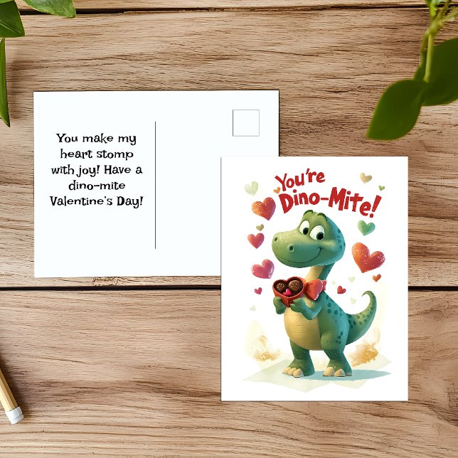 Tarjeta de El día de San Valentín para niños Dino- (Subido por el creador)