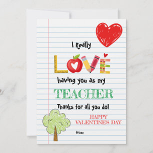 Tarjeta de el día de San Valentín para profesor