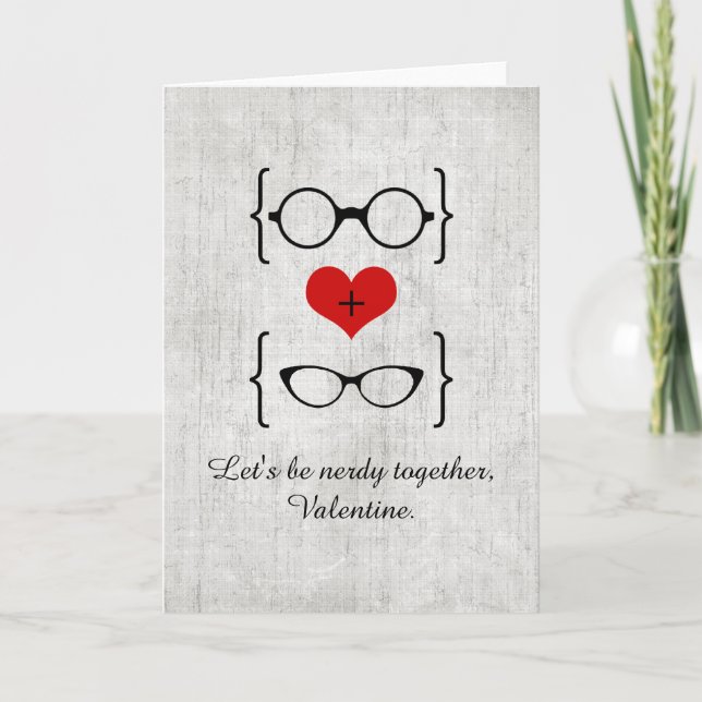 Tarjeta de El día de San Valentín Red Geeky Glasse (Anverso)