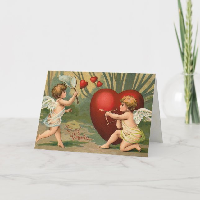 Tarjeta de El día de San Valentín Retro Cupido (Anverso)