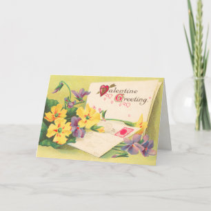 Tarjeta de El día de San Valentín retro floral vic