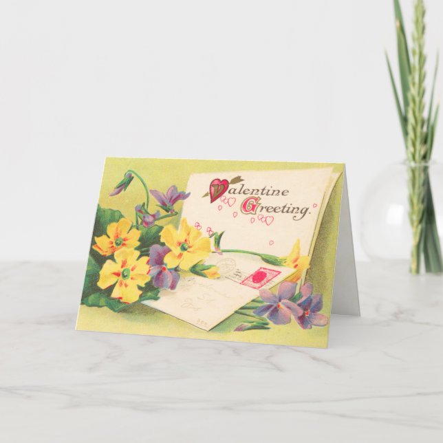 Tarjeta de El día de San Valentín retro floral vic (Anverso)