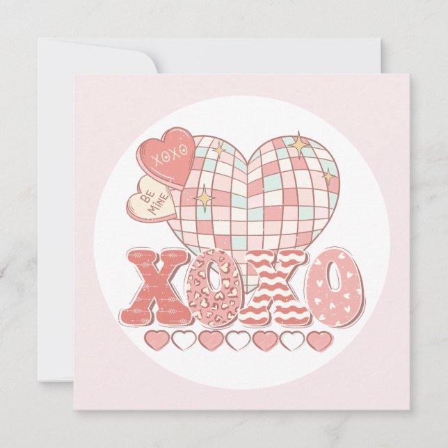 Tarjeta de El día de San Valentín retro Xoxo (Anverso)