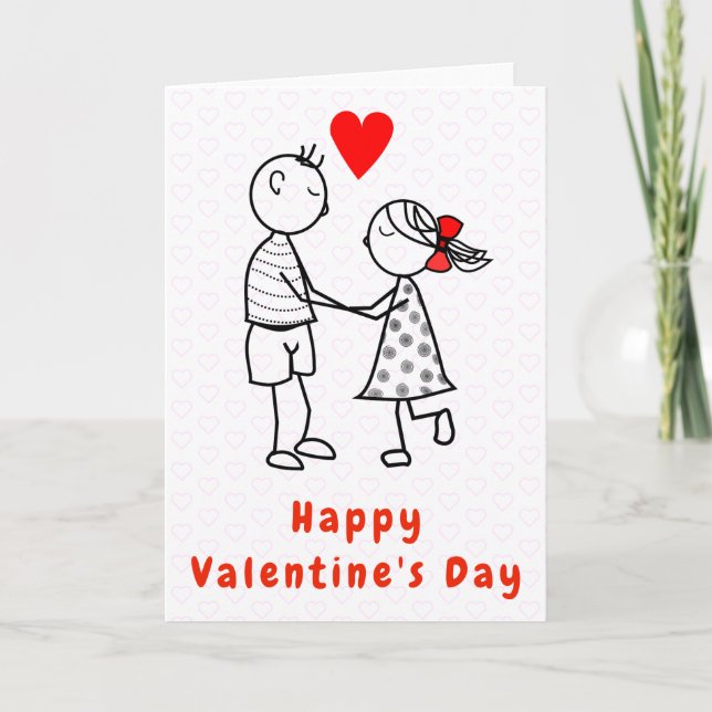 Tarjeta de El día de San Valentín romántica cuta (Anverso)