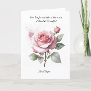 Tarjeta de El día de San Valentín rosa rosada para