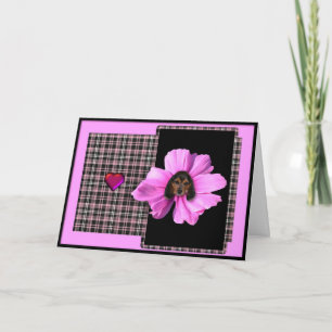 Tarjeta de El día de San Valentín rosada beagante