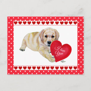 Tarjeta de El día de San Valentín Yellow Lab Puppy