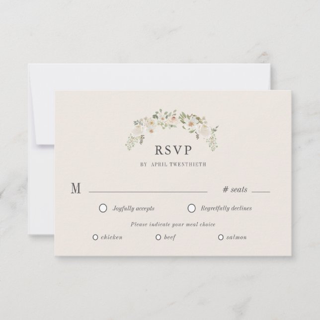 Tarjeta de elección de comida de respuesta de boda (Anverso)