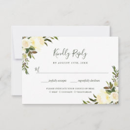 Tarjeta de elección de comida de RSVP de boda flor