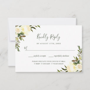 Tarjeta de elección de comida de RSVP de boda flor