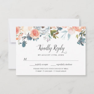 Tarjeta de elección de comida RSVP floral botánica