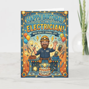 Tarjeta de electricista de cumpleaños