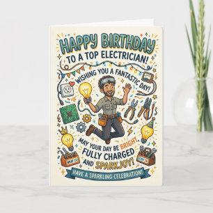 Tarjeta de electricista de cumpleaños