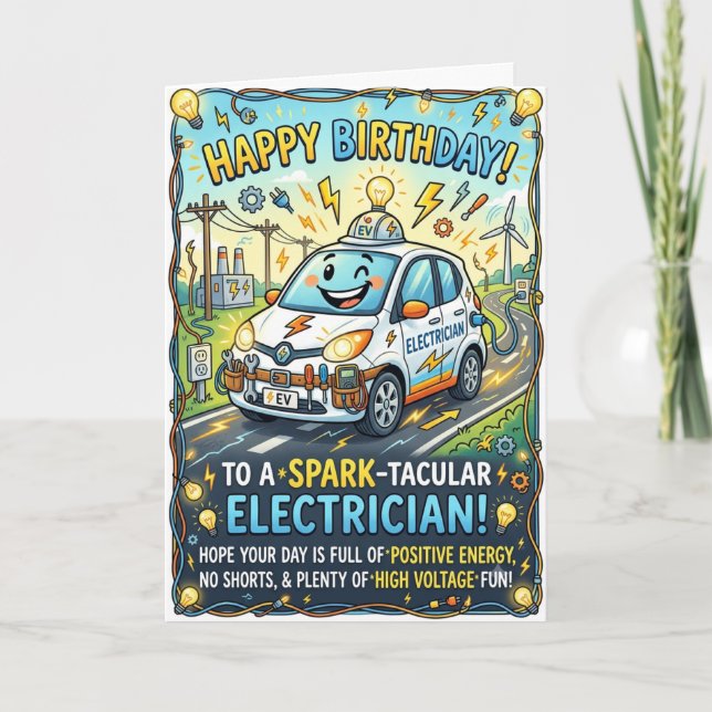 Tarjeta de electricista de cumpleaños (Anverso)
