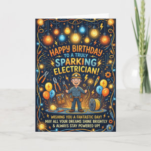 Tarjeta de electricista de cumpleaños