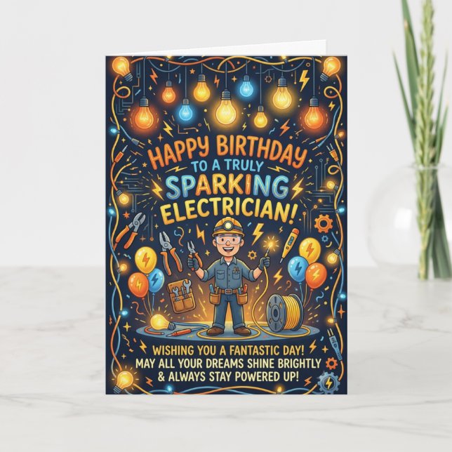 Tarjeta de electricista de cumpleaños (Anverso)