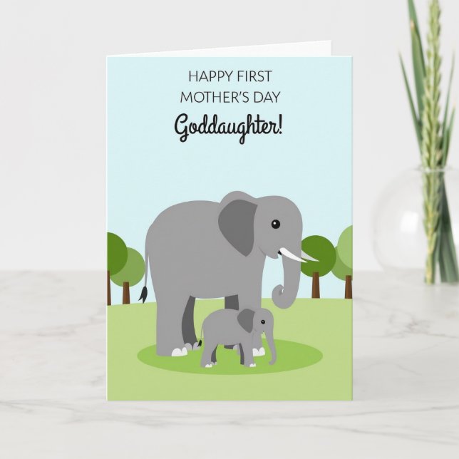 Tarjeta de Elefante de Árboles de Pastel (Anverso)