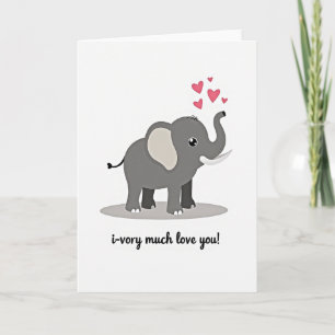 Tarjeta de elefante de Cute I Love You