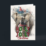 Tarjeta de elefante de Santa de una divertida y al<br><div class="desc">Tarjeta de Elefante de Santa de Navidad Alegre y Feliz</div>