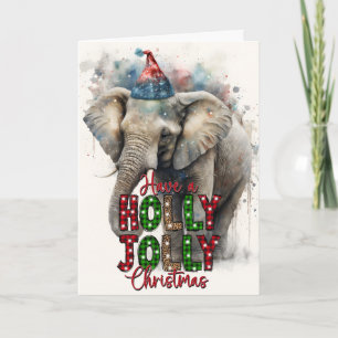 Tarjeta de elefante de Santa de una divertida y al