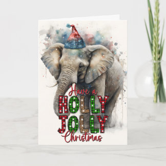 Tarjeta de elefante de Santa de una Feliz y Alegre
