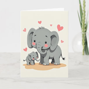 Tarjeta de elefante dulce día de la madre