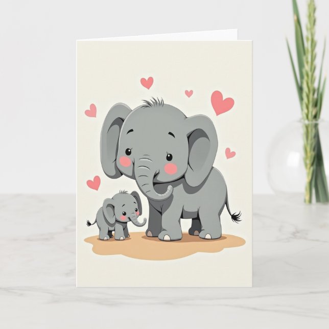Tarjeta de elefante dulce día de la madre (Anverso)