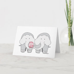 Tarjeta de elefante rosa bebé