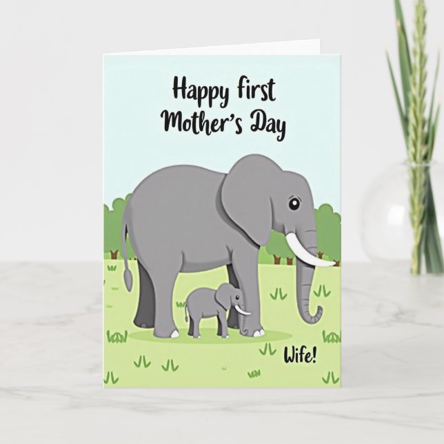 Tarjeta de elefante verde lima (Anverso)