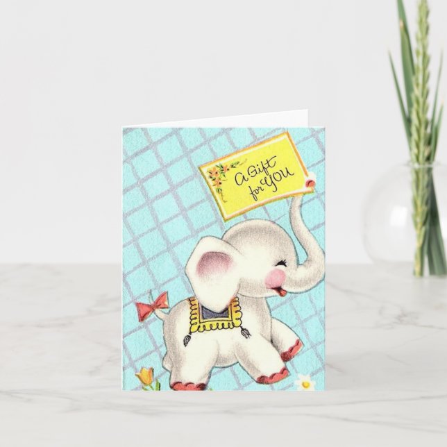 Tarjeta de elefante vintage (Anverso)