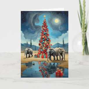 Tarjeta de elefantes abstractos para Navidades F